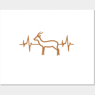 Gazelle Wild animal Horn carrier Heartbeat ECG Posters and Art